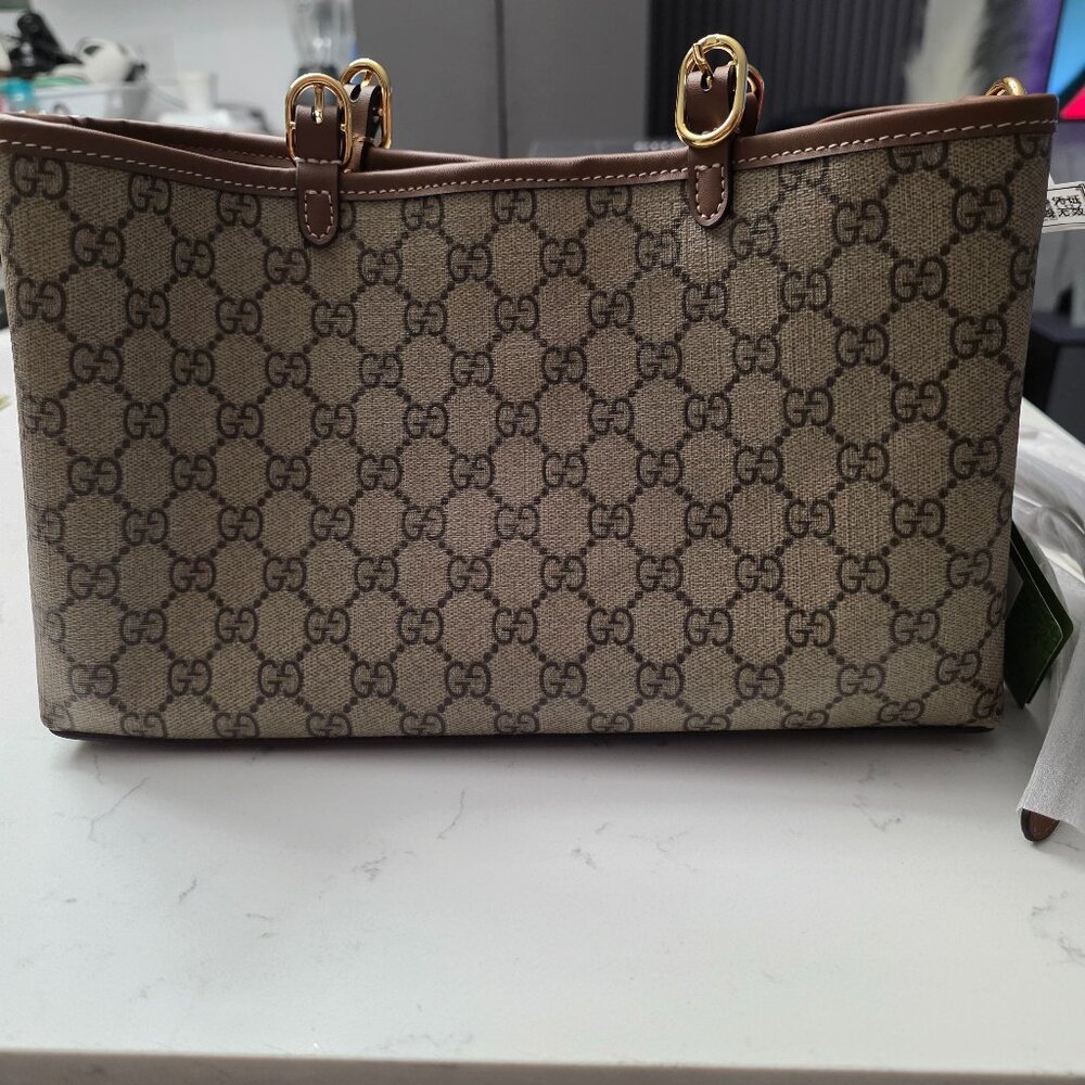 Brown monogram small tote